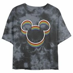 Juniors' Disney Mickey Mouse & Friends Pride Rainbow Ears Wash Crop Tee
