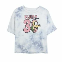 Juniors' Disney Mickey And Friends Pluto 30 Portrait Bombard Wash Crop Graphic Tee