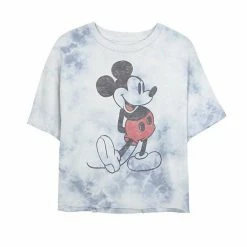Juniors' Disney Mickey & Friends Mickey Mouse Vintage Portrait Bombard Wash Crop Graphic Tee