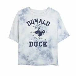 Juniors' Disney Donald Duck Retro Stamp Portrait Bombard Wash Crop Graphic Tee
