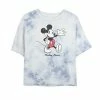 Juniors' Disney Mickey Mouse Cursive Text Circle Logo Bombard Wash Crop Graphic Tee -Disney Sales Store unnamed file 5721