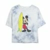 Juniors' Disney Mickey Mouse Surfer Outfit Bombard Wash Crop Graphic Tee -Disney Sales Store unnamed file 5722