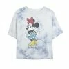 Juniors' Disney Mickey And Friends Minnie Classic Text Portrait Bombard Wash Crop Graphic Tee