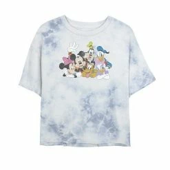 Juniors' Disney Mickey Classic Characters Bombard Wash Crop Graphic Tee