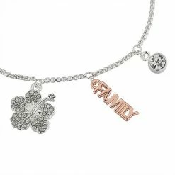Disney's Lilo & Stitch Two-Tone "Ohana Means Family" Crystal Charm Bolo Bracelet Rose Silver Clear -Disney Sales Store unnamed file 58