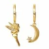 Disney's Tinkerbell 18k Gold Over Silver Cubic Zirconia Tinkerbell & Moon Mismatched Huggie Drop Earrings -Disney Sales Store unnamed file 580