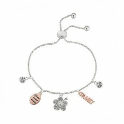 Disney's Lilo & Stitch Two-Tone "Ohana Means Family" Crystal Charm Bolo Bracelet Rose Silver Clear -Disney Sales Store unnamed file 60