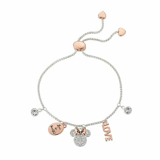 Disney's Minnie Mouse Two Tone Crystal Multi Charm Adjustable Bracelet Disney's Minnie Mouse Two Tone Crystal Multi Charm Adjustable Bracelet -Disney Sales Store unnamed file 601