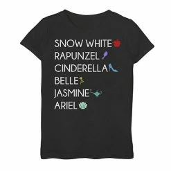 Girls 7-16 Disney Princess Names And Symbols Graphic Tee Black