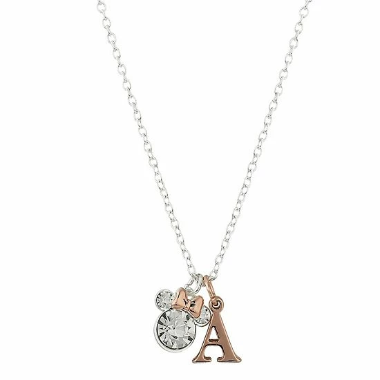 Disney Two-Tone 14k Rose Gold & Fine Silver Plated Crystal Minnie Mouse Initial Pendant Necklace Two Tone K Disney Two-Tone 14k Rose Gold & Fine Silver Plated Crystal Minnie Mouse Initial Pendant Necklace Two Tone K -Disney Sales Store unnamed file 6316