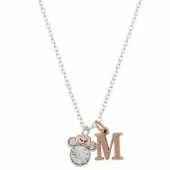 Disney Two-Tone 14k Rose Gold & Fine Silver Plated Crystal Minnie Mouse Initial Pendant Necklace Two Tone K 12 Disney Two-Tone 14k Rose Gold & Fine Silver Plated Crystal Minnie Mouse Initial Pendant Necklace Two Tone K -Disney Sales Store unnamed file 6321