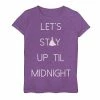 Girls 7-16 Disney Cinderella Let's Stay Up Til Midnight Silhouette Text Graphic Tee -Disney Sales Store unnamed file 6359