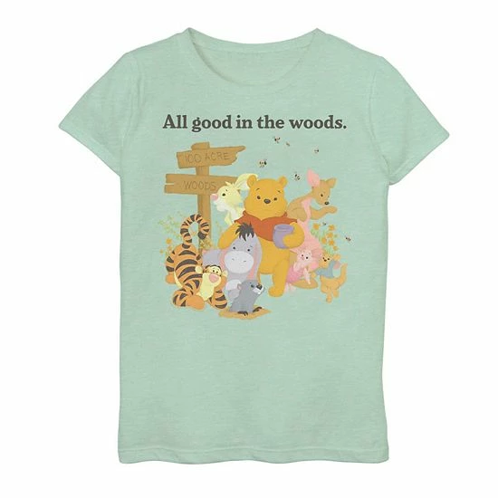 Disney's Winnie The Pooh Girls 7-16 Group Shot All Good In The Woods Graphic Tee 3 Disney's Winnie The Pooh Girls 7-16 Group Shot All Good In The Woods Graphic Tee