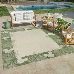 Disney's Mickey Mouse Palm Border Indoor Outdoor Rug Chestnut -Disney Sales Store unnamed file 6372