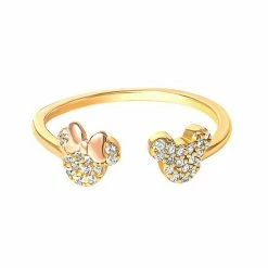 Disney's Mickey & Minnie Mouse 18k Gold Over Silver Cubic Zirconia Adjustable Ring