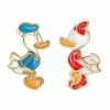 Disney's Donald Duck & Daisy Duck 18k Gold Over Silver Enameled Mismatched Stud Earrings