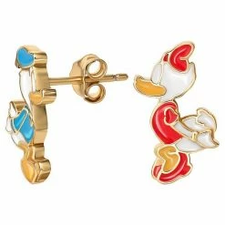 Disney's Donald Duck & Daisy Duck 18k Gold Over Silver Enameled Mismatched Stud Earrings -Disney Sales Store unnamed file 654