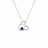 Disney Fine Silver Plated Blue Crystal Mickey Mouse Pendant Necklace