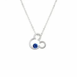 Disney Fine Silver Plated Blue Crystal Mickey Mouse Pendant Necklace