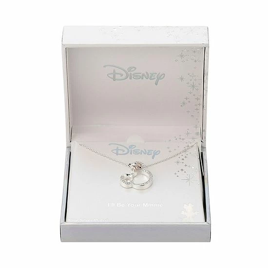Disney Two-Tone 14k Rose Gold & Fine Silver Plated Crystal Open Minnie Mouse Pendant Necklace 5 Disney Two-Tone 14k Rose Gold & Fine Silver Plated Crystal Open Minnie Mouse Pendant Necklace - Image 3