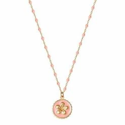 Disney's Mulan 18k Gold Over Silver Enameled Flower Charm Beaded Pendant Necklace
