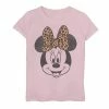 Girls 7-16 Disney Minnie Mouse Leapord Print Bow Portrait Graphic Tee Pink
