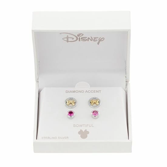 Disney's Minnie Mouse Sterling Silver Diamond Accent Stud Earring Set Disney's Minnie Mouse Sterling Silver Diamond Accent Stud Earring Set -Disney Sales Store unnamed file 6806