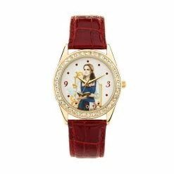 Disney's Beauty And The Beast Princess Belle Women's Crystal Leather Watch