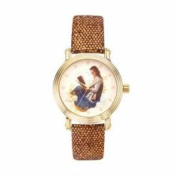 Disney's Beauty And The Beast Princess Belle Women's Sequin Leather Watch