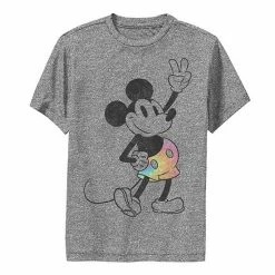 Disney's Mickey Mouse Boys 8-20 Peace Sign Rainbow Short Performance Graphic Tee