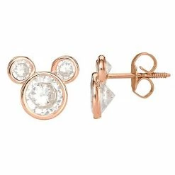 Disney's Mickey Mouse 10k Rose Gold Cubic Zirconia Stud Earrings