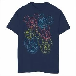 Disney's Mickey Mouse Boys 8-20 Colorful Line Art Collage Graphic Tee Navy