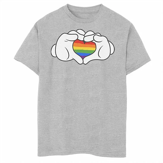 Disney's Mickey Mouse Boys 8-20 Rainbow Fill Heart Shaped Hands Graphic Tee Athletic Heather Disney's Mickey Mouse Boys 8-20 Rainbow Fill Heart Shaped Hands Graphic Tee Athletic Heather -Disney Sales Store unnamed file 7061