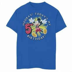 Disney's Mickey Mouse Boys 8-20 Hooray! Today's My 5th Birthday Graphic Tee Red