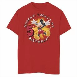 Disney's Mickey Mouse Boys 8-20 Hooray! Today's My 5th Birthday Graphic Tee Red -Disney Sales Store unnamed file 7073