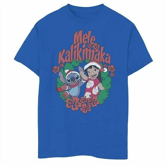 Disney's Lilo & Stitch Boys 8-20 Christmas Mele Kalikimaka Wreath Graphic Tee 3 Disney's Lilo & Stitch Boys 8-20 Christmas Mele Kalikimaka Wreath Graphic Tee