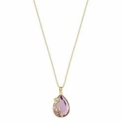 Disney's Beauty & The Beast Kids' 18k Gold Plated Crystal Rose Pendant Necklace