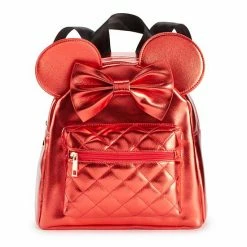 Disney's Minnie Mouse Red Metallic Backpack With 3D Ears