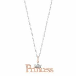 Disney Kids' Cubic Zirconia Two-Tone "Princess" Pendant Necklace