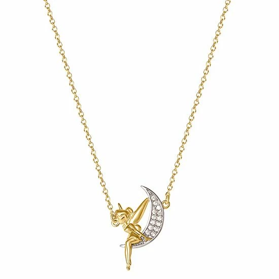 Disney's Tinkerbell Two Tone 18k Gold Over Silver Cubic Zirconia Tinkerbell on the Moon Necklace Disney's Tinkerbell Two Tone 18k Gold Over Silver Cubic Zirconia Tinkerbell On The Moon Necklace -Disney Sales Store unnamed file 754
