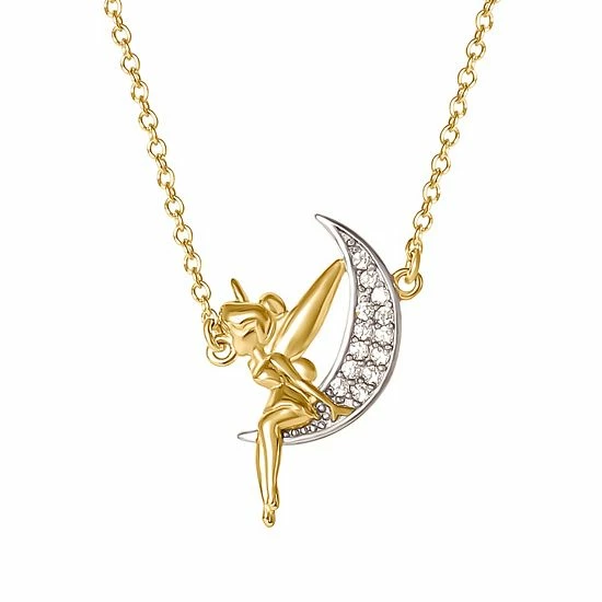 Disney's Tinkerbell Two Tone 18k Gold Over Silver Cubic Zirconia Tinkerbell on the Moon Necklace Disney's Tinkerbell Two Tone 18k Gold Over Silver Cubic Zirconia Tinkerbell On The Moon Necklace -Disney Sales Store unnamed file 755