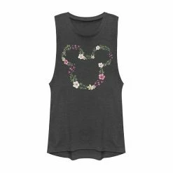 Juniors' Disney Mickey And Friends Mickey Floral Outline Muscle Graphic Tank Top