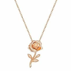Disney Princess Sterling Silver Cubic Zirconia Rose Pendant Necklace