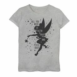 Disney's Peter Pan Girls 7-16 Tinker Bell Pixie Dust Silhouette Graphic Tee Purple Heather