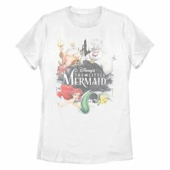 Juniors' Disney's The Little Mermaid Watercolor Missy Crew Tee
