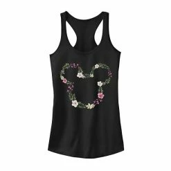 Juniors' Disney Mickey And Friends Mickey Floral Outline Racerback Graphic Tank Top