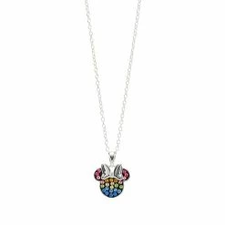 Disney Minnie Mouse Sterling Silver Rainbow Crystal Necklace
